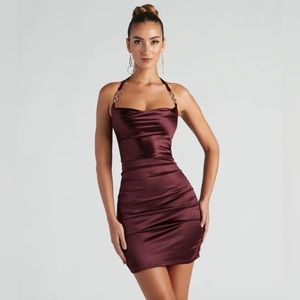 WINDSOR (NWT) On the Move Satin Mini Dress, size S, color: Wine